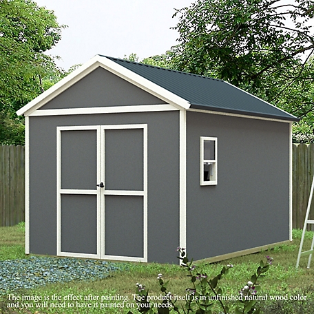 Veikous 8 ft. x 12 ft. Unfinished Wood Shed Outdoor with Window and Flexible Double Door Do-it-Yourself Shed