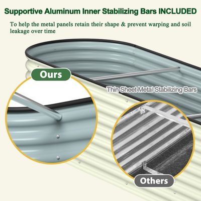 Image showing  8 x 2 x 2ft. Galvanized Raised Garden Bed 9-in-1 Planter Box Outdoor, Light Green