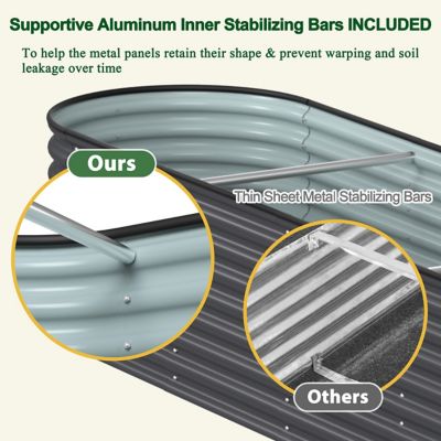 Image showing  9-in-1 Planter Box Outdoor Galvanized Steel Raised Garden Bed, 8 x 2 x 2ft., Dark Gray