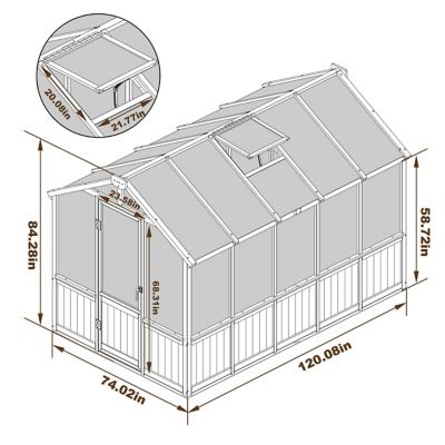 Image showing  6 ft. x 10 ft. Wooden Black Garden Greenhouse with Multi-Layer Polycarbonate Panels and Roof