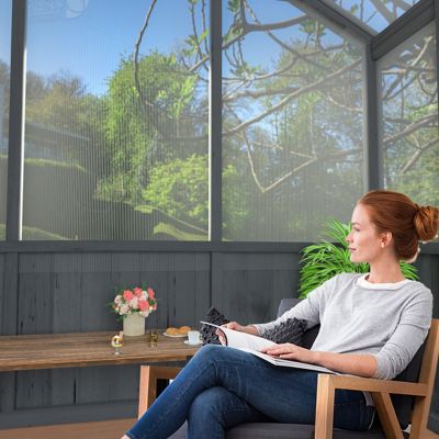 Image showing 7 th Veikous 6 ft. x 10 ft. Wooden Black Garden Greenhouse with Multi-Layer Polycarbonate Panels and Roof