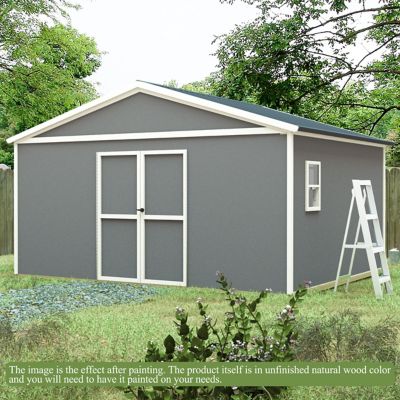 Veikous 10 ft. x 12 ft. Unfinished Wood Shed Outdoor with Window and Flexible Double Door Do-it-Yourself Shed