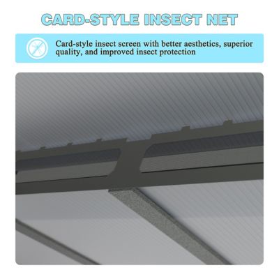 Image showing 5 th Veikous 13 ft. x 10 ft. Aluminum Gazebo Polycarbonate Double Top Roof with Black Netting