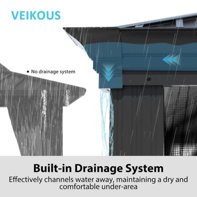 Image showing  10 ft. x 12 ft. Aluminum Hardtop Gazebo with Galvanized Double Roof and Netting