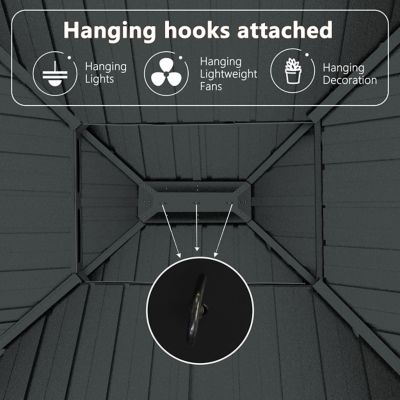 Image showing 7 th Veikous 10 x 12ft. Aluminum Hardtop Gazebo with Galvanized Double Roof and Netting