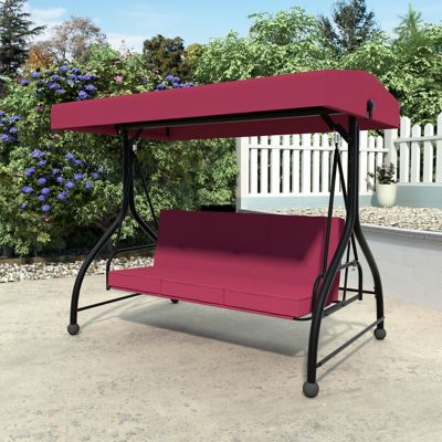 Veikous 3-Person Patio Swing With Converting and Adjustable Canopy and Upgraded Thickened Cushions