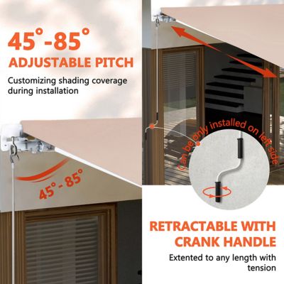 Image showing  7 ft. W x 8 ft. D Manual Patio Retractable Awnings in Beige