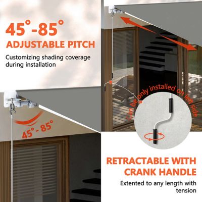 Image showing 4 th Veikous 8 x 7ft. Manual Patio Retractable Awnings, Gray