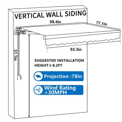Image showing 5 th Veikous 8 x 7ft. Manual Patio Retractable Awnings, Gray