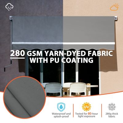 Image showing  13 x 8ft. Manual Patio Retractable Awnings, Gray