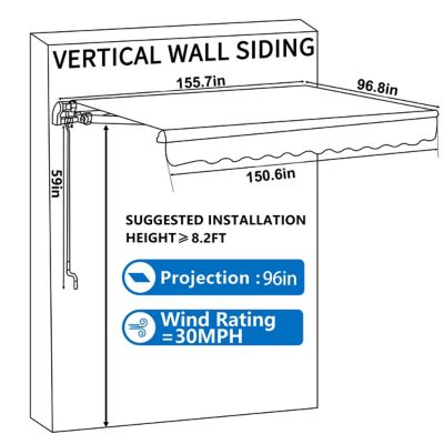 Image showing  13 W x 8 D ft. Manual Patio Retractable Awnings, Beige