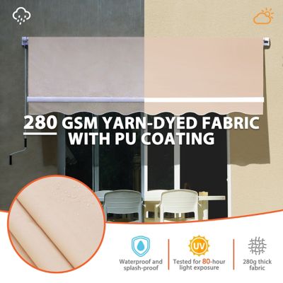 Image showing 5 th Veikous 13 W x 8 D ft. Manual Patio Retractable Awnings, Beige