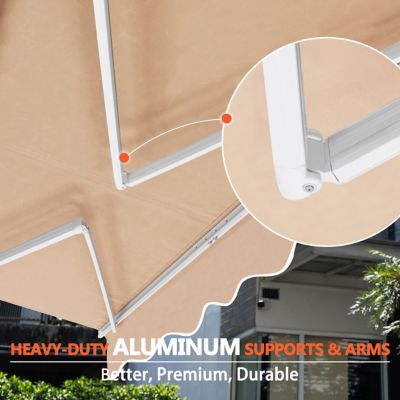Image showing 6 th Veikous 13 W x 8 D ft. Manual Patio Retractable Awnings, Beige