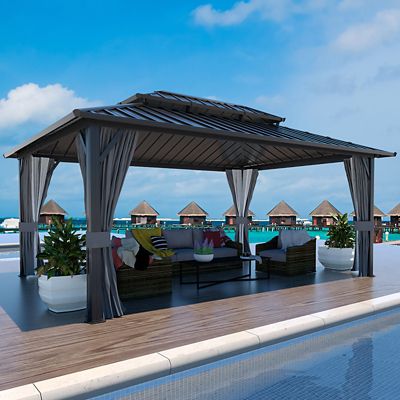 Veikous 13 ft. x 10 ft. Aluminum Gazebo Polycarbonate Double Top