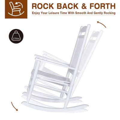 Image showing  3 pc. Wood Outdoor Rocking Chair Set with Curved Seat and High Backrest