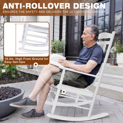 Image showing  3 pc. Wood Outdoor Rocking Chair Set with Curved Seat and High Backrest