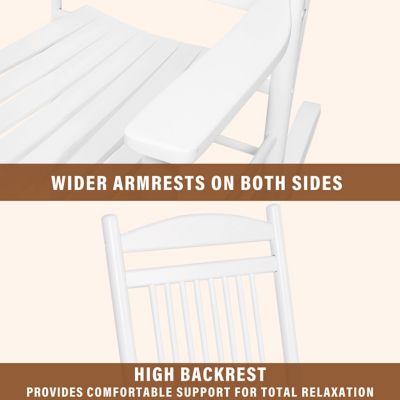 Image showing 7 th Veikous 3 pc. Wood Outdoor Rocking Chair Set with Curved Seat and High Backrest