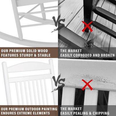 Image showing 8 th Veikous 3 pc. Wood Outdoor Rocking Chair Set with Curved Seat and High Backrest