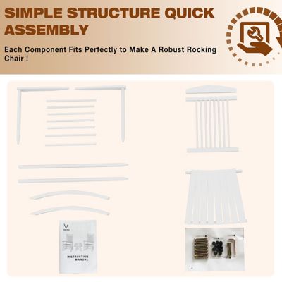Image showing 9 th Veikous 3 pc. Wood Outdoor Rocking Chair Set with Curved Seat and High Backrest