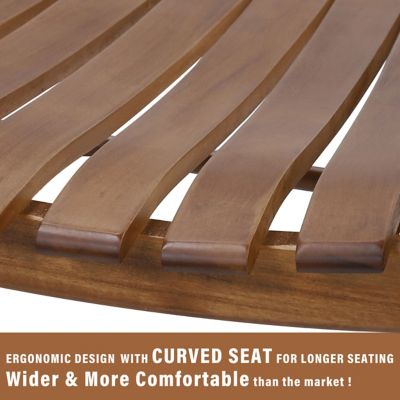 Image showing  3 pc. Wood Outdoor Rocking Chair Set with Curved Seat and High Backrest