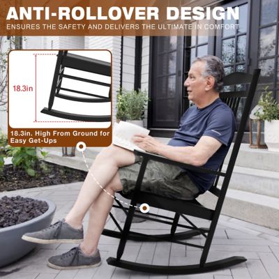 Image showing 9 th Veikous 3 pc. Wood Outdoor Rocking Chair Set with Curved Seat and High Backrest