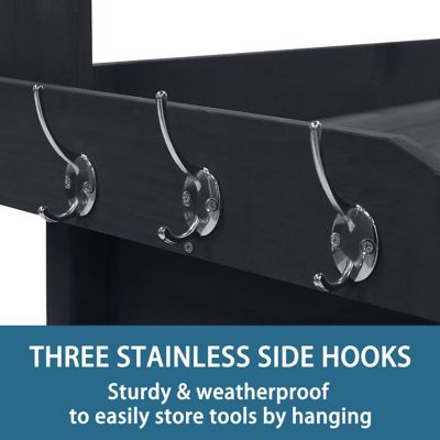 Image showing  Garden Potting Bench Wood Table with Stainless Sink and Drawer, Gray, 47.9 in.