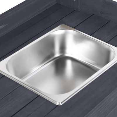 Image showing 7 th Veikous Garden Potting Bench Wood Table with Stainless Sink and Drawer, Gray, 47.9 in.