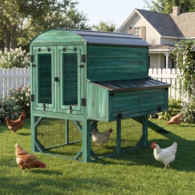 Veikous 4 x 4ft. Wooden Chicken Coop with Metal Roof and 3-Nesting Boxes, 5-8 Chicken Capacity