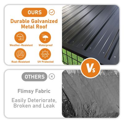 Image showing  10.6 ft. x 6.2 ft. Large Enclosed Metal-Roof Chicken Pen for Outdoor