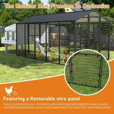 Image showing 7 th Veikous 6 x 10ft. Walk-In Chicken Pen for 15-Chickens, Galvanized Metal Roof Poultry Pen