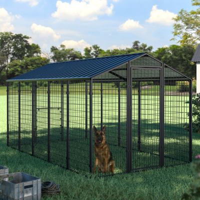 Image showing 9 th Veikous 6 x 10ft. Walk-In Chicken Pen for 15-Chickens, Galvanized Metal Roof Poultry Pen