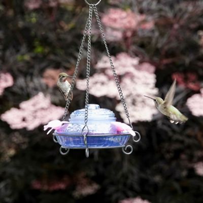 Image showing  Teal Antique Glass Hummingbird Glass Feeder, 28 oz.