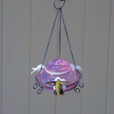 Image showing  Plum Antique Top-Fill Hummingbird Glass Feeder, 14 oz.