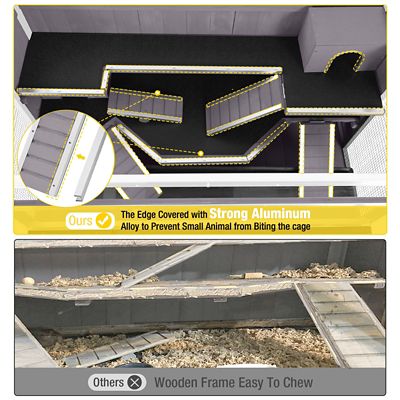 Image showing  Hamster/Guinea Pig Cage with Iron Frame, 11 sq. ft. Inner Space, White Frame