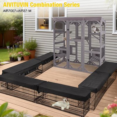 Image showing 7 th Aivituvin Walk-In Large Cat Enclosure with Roof Tarp, Connects to Windows or Cat Doors