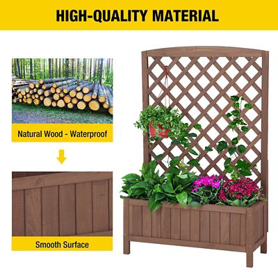 Image showing  Wooden Raised Bed Garden Planter, 62.2 in. x 12.2 in. x 47.2 in.