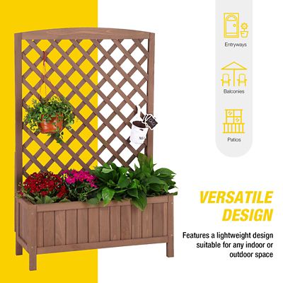 Image showing  Wooden Raised Bed Garden Planter, 62.2 in. x 12.2 in. x 47.2 in.