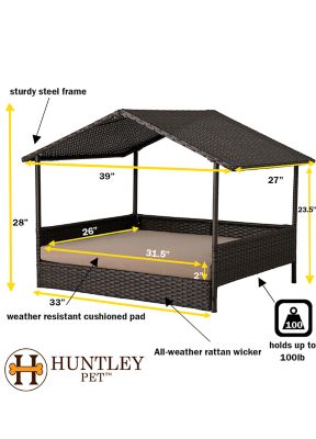 Image showing  Rattan Wicker Indoor Outdoor Cabana Raised Pet Bed