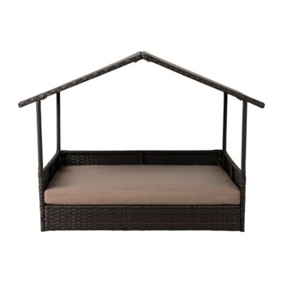 Image showing 7 th Huntley Pet Rattan Wicker Indoor Outdoor Cabana Raised Pet Bed