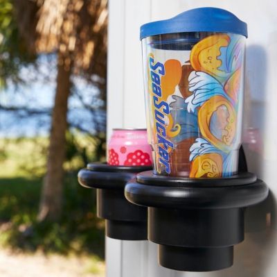 Image showing  2-Cup Holder, Vertical Surface Mount, Black