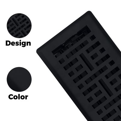 Image showing 5 th Sierra Grates Metro Steel Floor Register, 4 in. x 10 in. Cast Iron Black