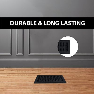 Image showing 8 th Sierra Grates Metro Steel Floor Register, 4 in. x 14 in. Cast Iron Black