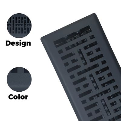 Image showing  Metro Steel Floor Register, 4 in. x 12 Granite Grey