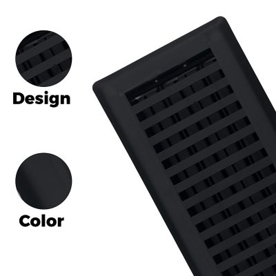 Image showing  Contemporary Floor Register, 4 in. x 10 in. Cast Iron Black