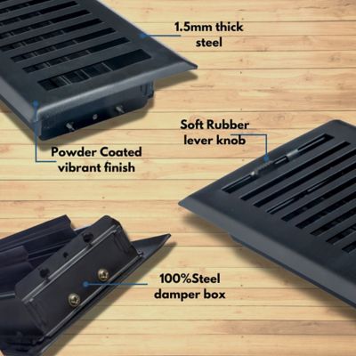 Image showing  Contemporary Floor Register, 4 in. x 10 in. Cast Iron Black