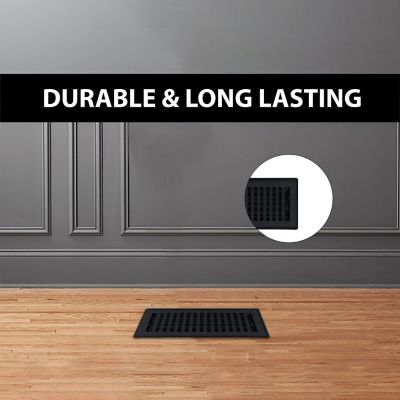 Image showing 8 th Sierra Grates Contemporary Floor Register, 4 in. x 10 in. Cast Iron Black