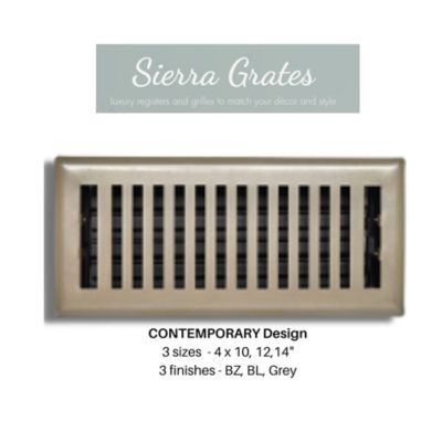 Image showing 9 th Sierra Grates Contemporary Floor Register, 4 in. x 10 in. Cast Iron Black