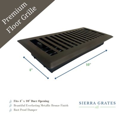 Image showing  Contemporary Floor Register, 4 in. x 10 in. Metallic Bronze