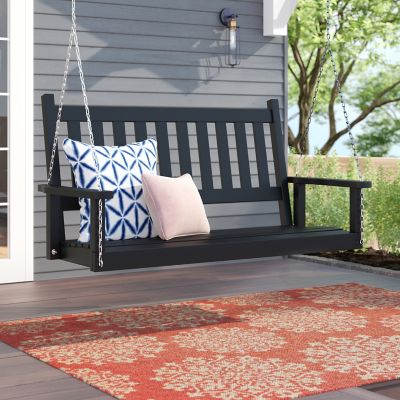 Shine Company 4.5 ft. Outdoor Wooden Patio Porch Swing with Chains and Bench