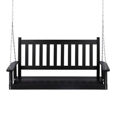 Image showing  4.5 ft. Outdoor Wooden Patio Porch Swing with Chains and Bench